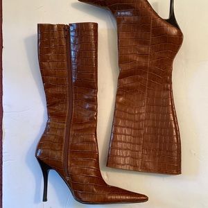 Bakers Mischa Tall Heeled Tan Croco 🐊 Boots Size 6B